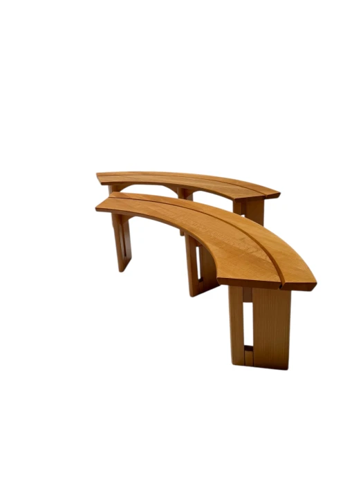 Pair of Curved Benches S38A by Pierre Chapo for Ebenisterie Seltz France, 1970s